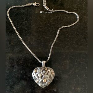 Brighton Elegant Silver and pearl  Heart Necklace, with inscriptions on the back